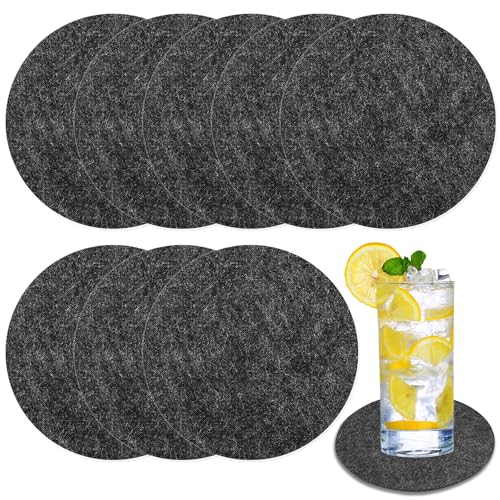 8 Pièce Grands Dessous de Verre en Feutre, 15 cm Diamètre 4 mm Épaisseur, Felt Coaster Ronds, Anti-Slip Résistant à La Chaleur, Anthracite, Dessous de...
