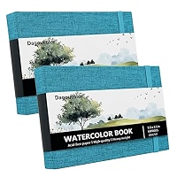 DagouColor Carnet Aquarelle 8.5x8.5 Pouces 300GSM 24 Feuilles - Livre D'Artiste Couverture Tissu Pour Artistes