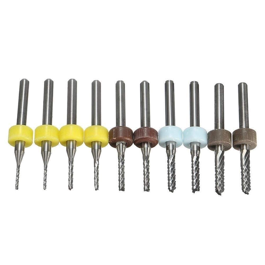 SCOOVY Solid 10pcs 1/1.5/2/2.5/3mm PCB Drill Bit Carbide End Mill Cutter Drill Bits