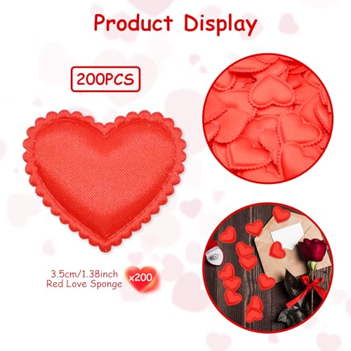 Image of 200 Pieces 1.4 Inch Love Heart Confetti 3D Sponge Petals Table Decorations - Red Scatter Crafts for Valentine's Day, Wedding, Anniversaries, Engagement, Bridal Shower, Proposal Party Favors