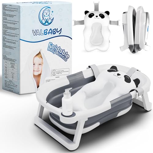Valbaby Graue Babybadewanne Faltbar Panda-Design