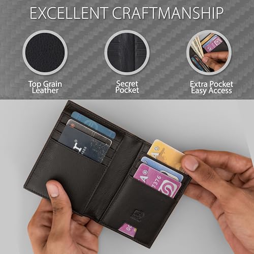 Image of Premium RFID Blocking Wallet for Men | Nappa Leather | Clear ID Window | 12 Card Slots | Money Pocket | Stylish | Durable Genuine Leather | Secure | Everyday Use