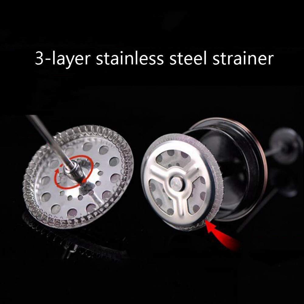 French Press Coffee Maker Stainless Steel Cafetiere Glass Jug, Stainless Steel Coffee Plunger Filter, Manual Coffee Maker Copper Finish, Coffee Press,-350ML