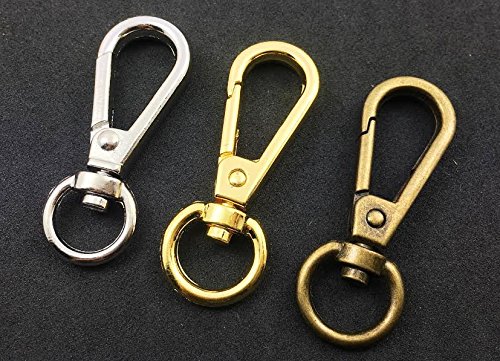 4pcs Loop Swivel Eye Spring Snaps Hooks Lobster Clasps Keychain Straps Trigger HK1549 (Antique Brass)