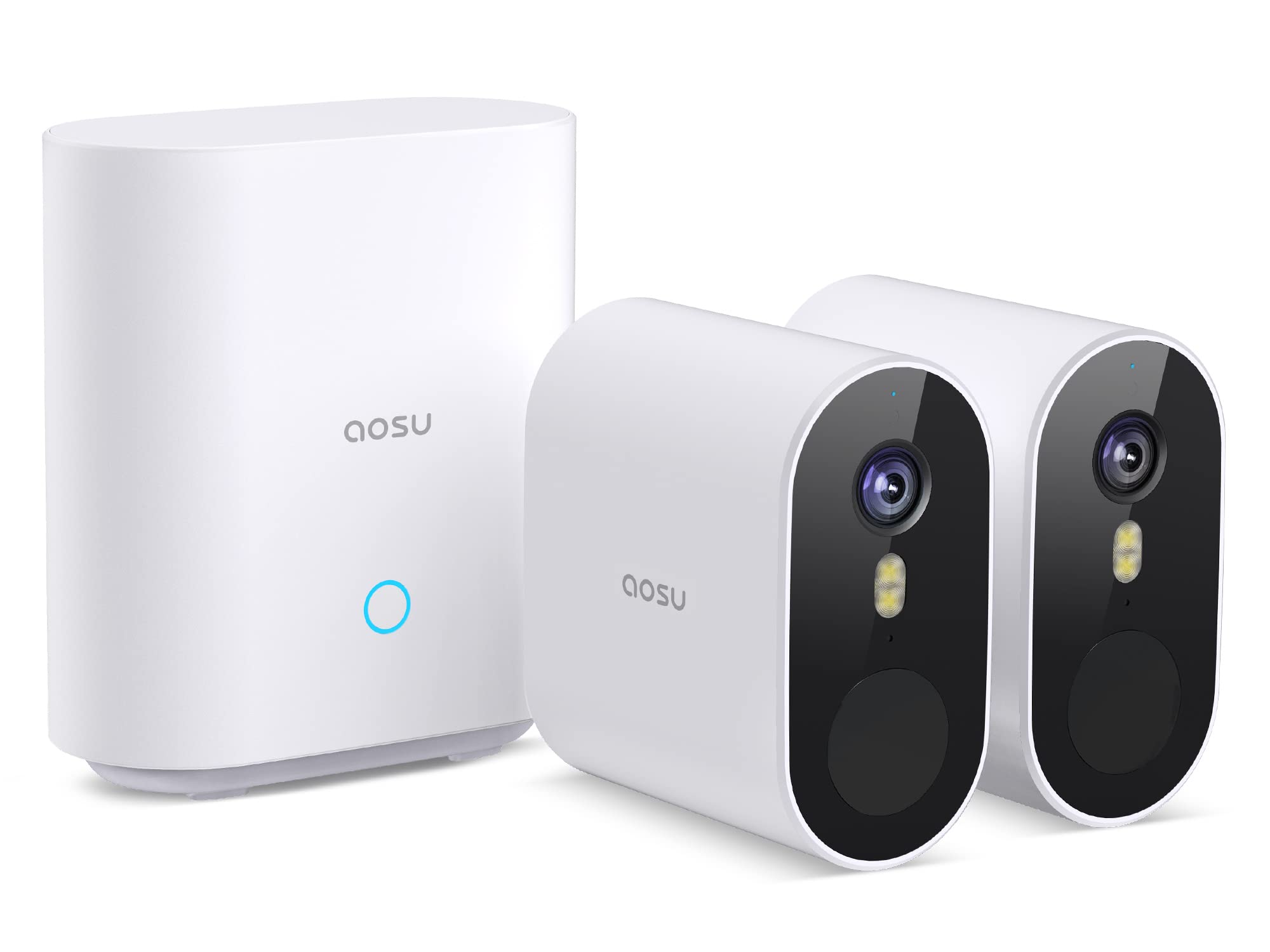 Aosu Telecamera Esterna Senza Fili 2K A Energia Solare – Kit 4 Camere Con Home Station, Nessun Abbonamento
