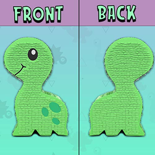 Green Dinosaur Party Pinata With Small Stick-17.5”X11”X 5” Perfect For Birthday Dinosaur Theme Parties, Party Decor, Roar T-Rex And Jurassic Kids Theme Decorations #TOP1