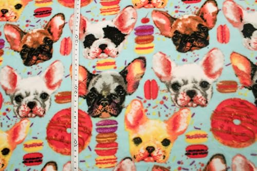 Polar Fleece DTY stoff gedruckt (250g), Französische Bulldoggen, 50 x 160 cm (Rot)