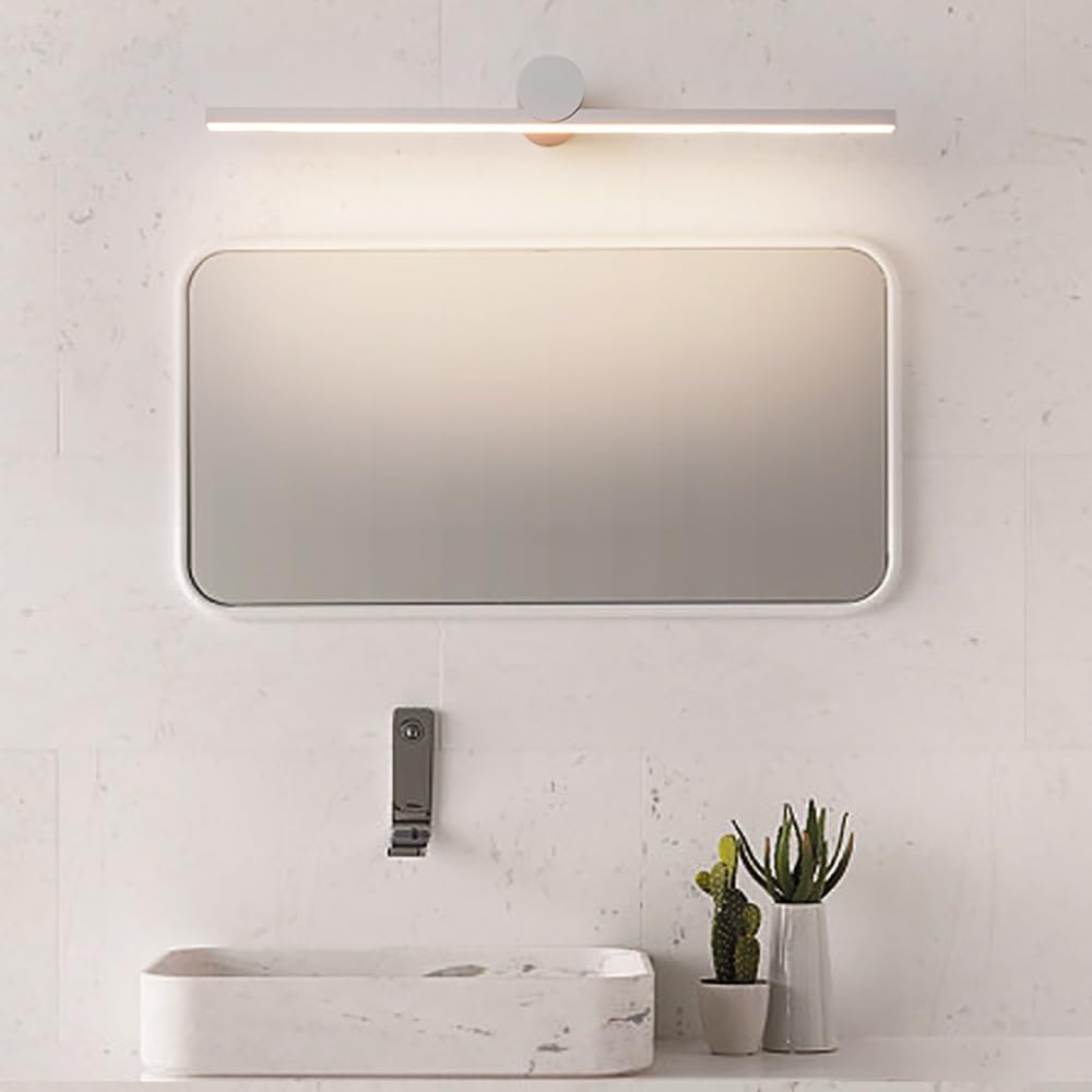 Lampada Specchio Moderna Minimalista, Applique Bagno Lineare LED Luce per Specchio in Alluminio da Parete(White(3000K),60cm/23.62in)