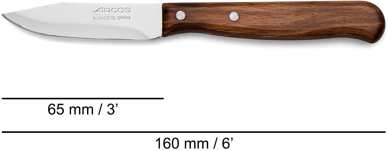 Arcos 100100-DUN14 Series Latina-Box Paring Knife-Blade Nitrum Stainless Steel 65 mm (2.55 Inch) -Handle Pack-Wood Brown Colour (12 Piece), ands Plastic