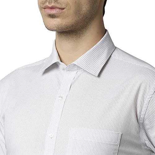 Image of Park Avenue Men's Pure Cotton Stripe Pattern Slim Fit Semi Cutaway Collar Full Sleeve Formal Shirt