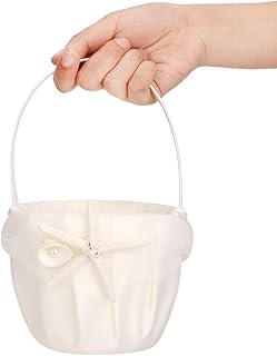 Wifehelper Étoile de Mer Forme Panier de Fleurs de Mariage Fille Panier Manuel Panier de Fleurs Blanches pour La Décoration de Mariage