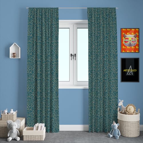 Image of ArtzFolio Spiral D2 | Blackout Curtain for Door, Window & Room | Rod Pocket & Tie Back | Velvet Fabric | Width 4.5feet (54inch) | Height 6 feet (72 inch); Single Piece