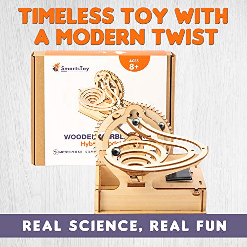 Wooden Marble Run & STEM Toys For Boys and Girls - 3D Puzzles for Adults & Kids, Engineering Projects for Kids - Model Kit Science Experiments Runs on Solar and Battery - Thumbnail 6