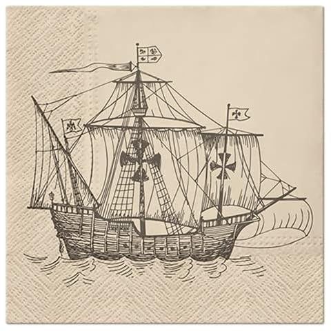 Sailing Ship Napkins 33 x 33 cm Pack of 20 Cover