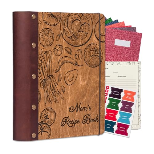 MAKETY Personalized Blank Recipe Book - Custom Cookbook with Leather