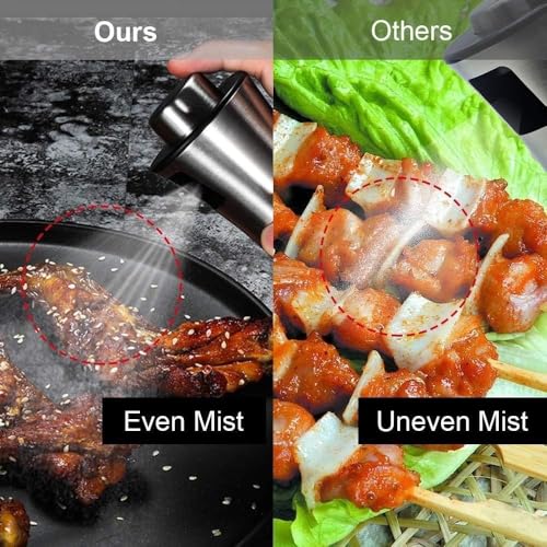 Image of Oil for Cooking, Refillable Stainless Steel Oil Dispenser Bottle with Mini Funnel, Vinegar Glass Spray Bottle for BBQ, Salad, Baking, Grilling, Roasting, Frying, 2 Piece, 220 ML