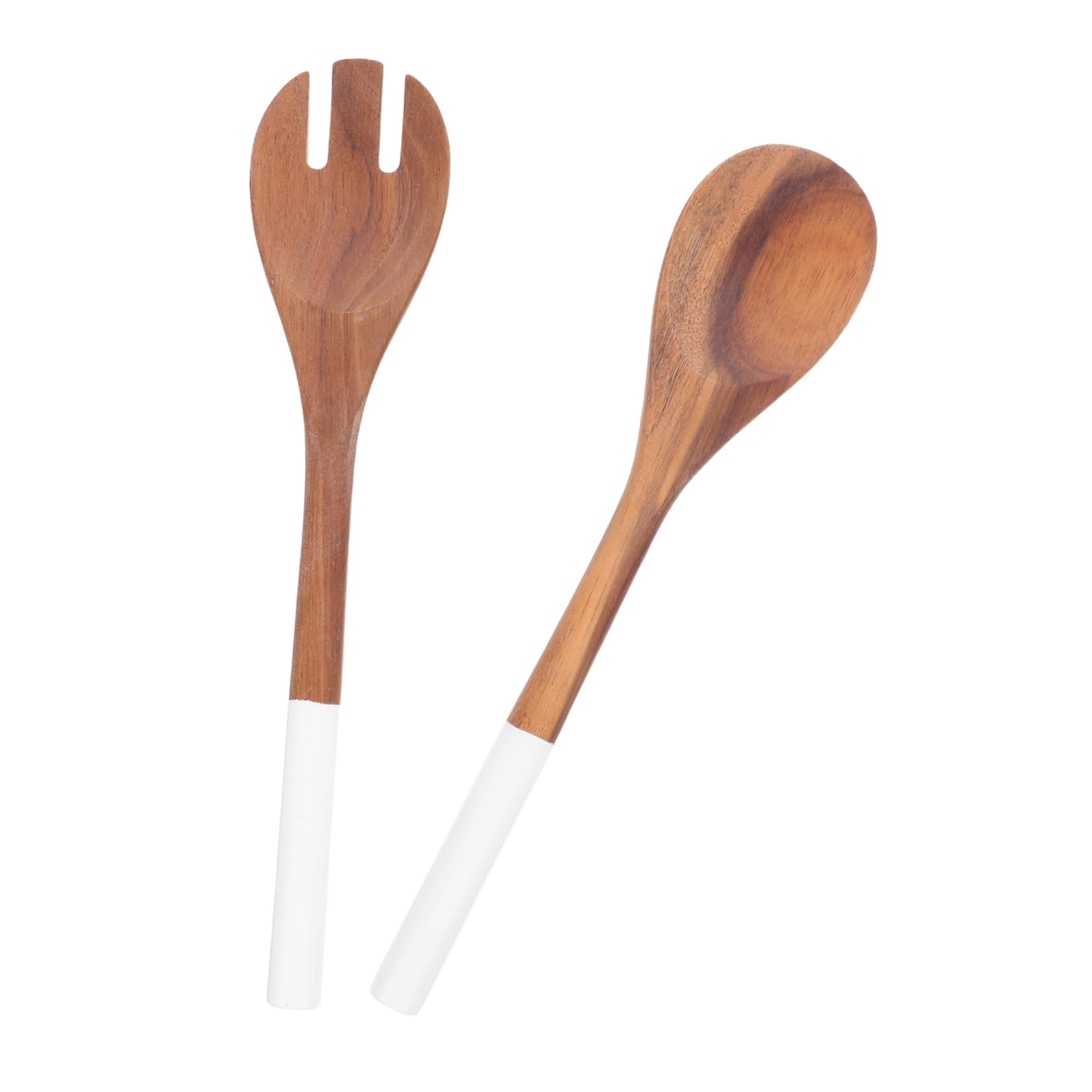 PRETYZOOM 2pcs Wooden Utensils For Salad: Wood Non-stick Mixing Food Serving Tableware - Salad Serving For Restaurant Household