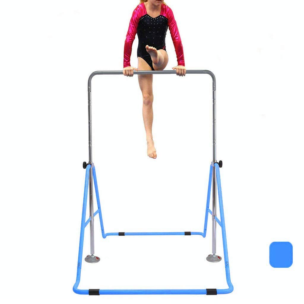 QULONG Children'S Indoor Horizontal Bar,Gymnastics Horizontal Bar Kids Training Bars Expandable Gymnastic Blue