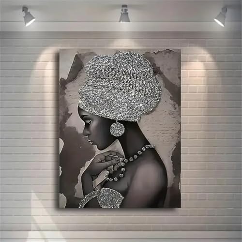 Portrait femme africaine sur toile pour salon moderne TONGYINLI 50x75