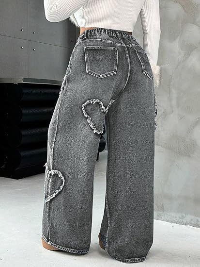 Jean taille haute grande taille anti-compression à jambes amples - 7