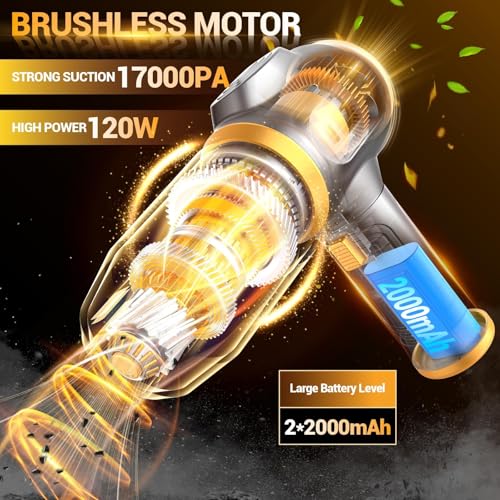 Image of Portable Car Vacuum Cordless Mini Handheld Vacuums Cleaner Rechargeable with LCD Display and Multi-Nozzles, High Power Hand held Cleaners for Car, Home, Office, Sofa, Pet Hair,Keyboard