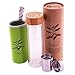 Glass Tea Tumbler | Tea Infuser Bottle, Loose Leaf Tea Tumbler, Fruit Infuser Water Bottle, Cold Brew Coffee Maker | Double Wall Borosilicate Glass Travel Tumbler (450ml, Green)