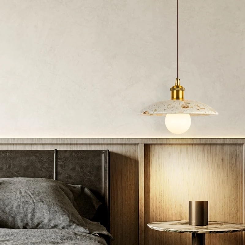 Lustre terrazzo pierre suspendu LED pour éclairage salon et maison