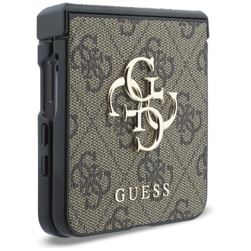 Image of CG MOBILE Guess [Official Licensed], Protective Case Designed for Galaxy Z Flip 8 | 4G PU Case with Big 4G & Classic Metal Logo - Brown