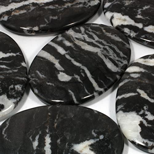 CrystalAge White Zebra Jasper Palm Stone ~70x50mm