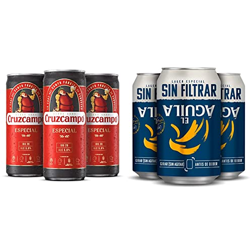 Cruzcampo Especial Cerveza Lager Pack Lata, 24 x 33cl + El Aguila Sin Filtrar Cerveza Lager Especial Pack Lata, 24 x 33cl