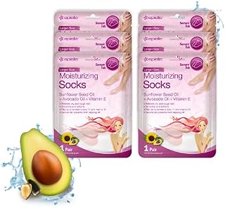 Epielle Moisturizing Foot Masks (Socks 6pk) for foot heel to toe and callus | Foot Cream & Lotion - Sunflower Seed Oil + Avocado Oil + Vitamin E,Mothers Day GIfts