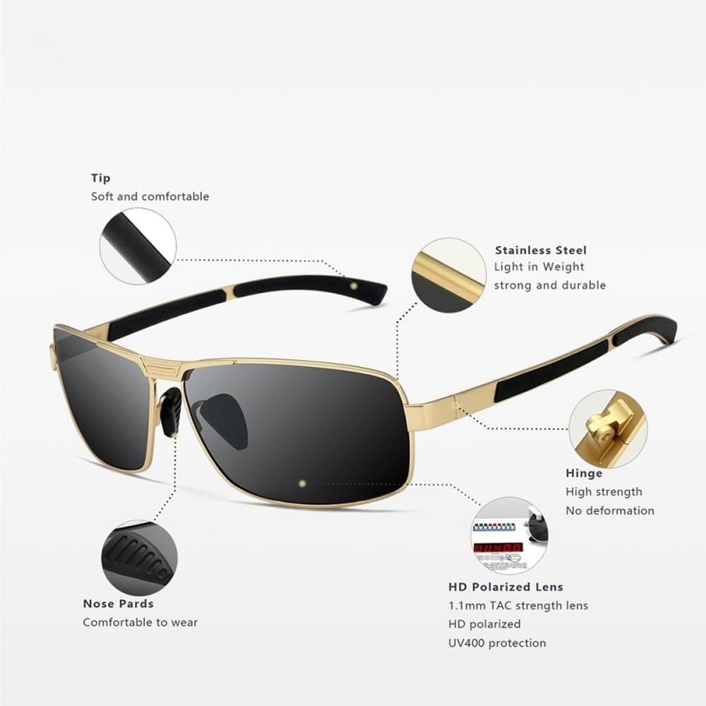 Gafas de sol polarizadas con protección UV, ideales para conducir y andar en bicicleta.