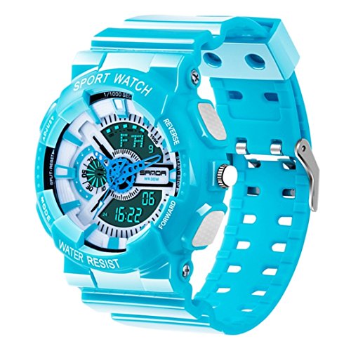 Montre numérique LULI à double mouvement avec alarme podomètre et affichage lumineux