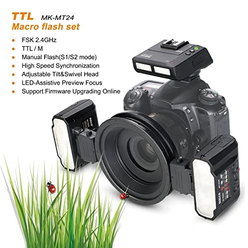 Meike Mt24Ii-C 2.4 Wireless Macro Twin Flash Lite For Canon Ef-Mount Dslr Cameras Such As T5I T4I T3I T3 T2I T1I Xsi Xti Sl1, Eos Ect #TOP3