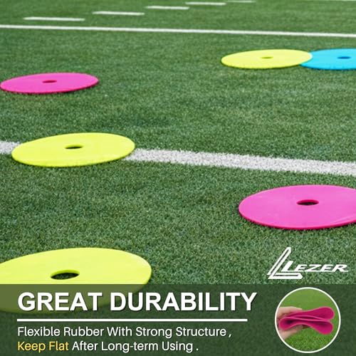 LEZER 6 Inch Flat Cones, Spot Markers, Soccer Cones, Field Court Markers, Sit Spots, Flat Discs, Soccer Training Equipment, Agility Practice, Football, Made in Taiwan, Set of 24 by LEZER - Image 5
