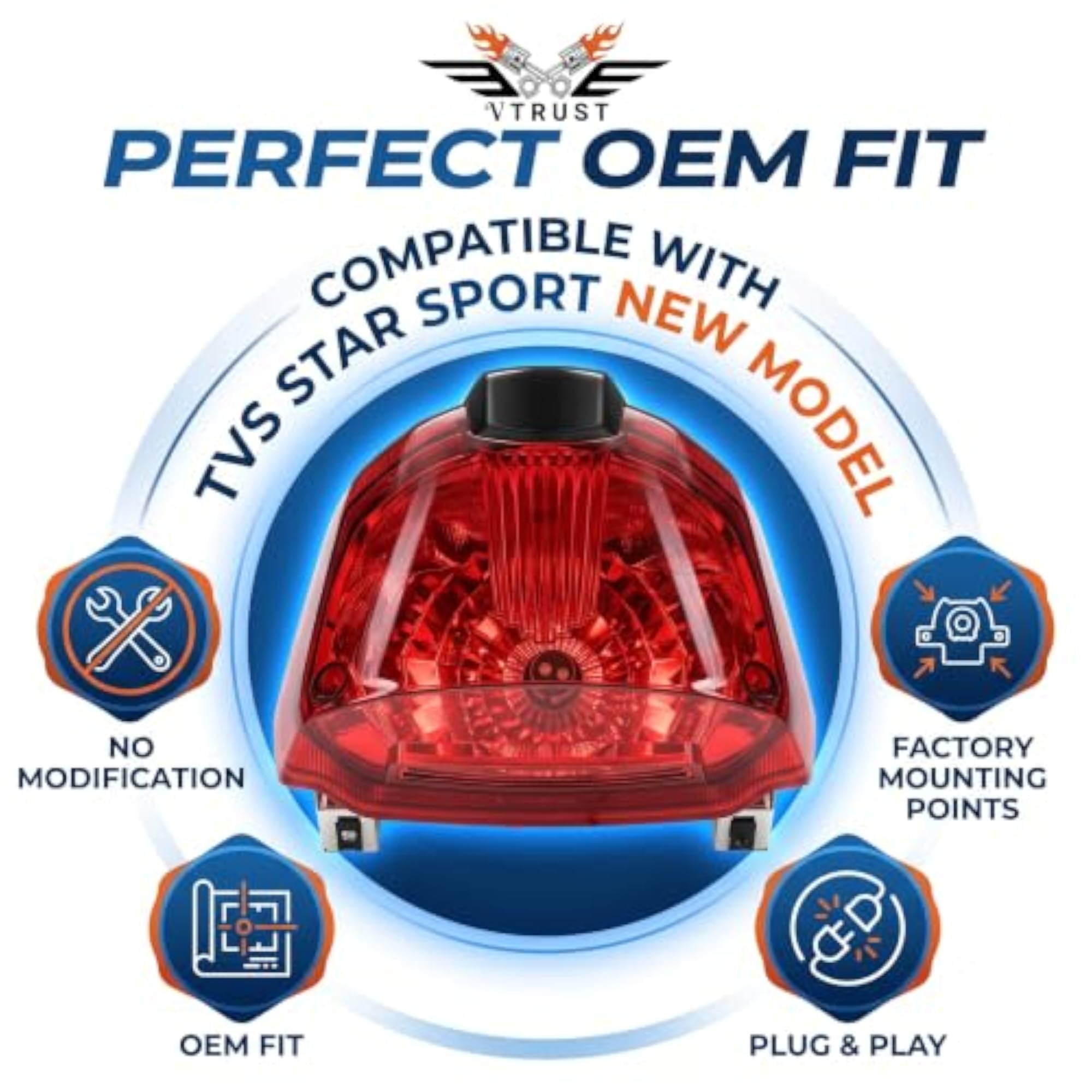 Tail Light Assembly Compatible for TVS Star Sport Motorcycle