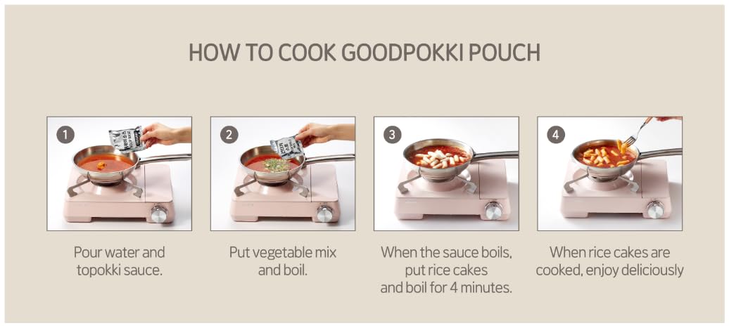 Mealkit-Topokki Rice cake, torta di riso, Tteokbokki, Coreano Street food, Ricenoodles with salsa, per due persone, Meiddle Spicy, Made in Corea, 1x363g