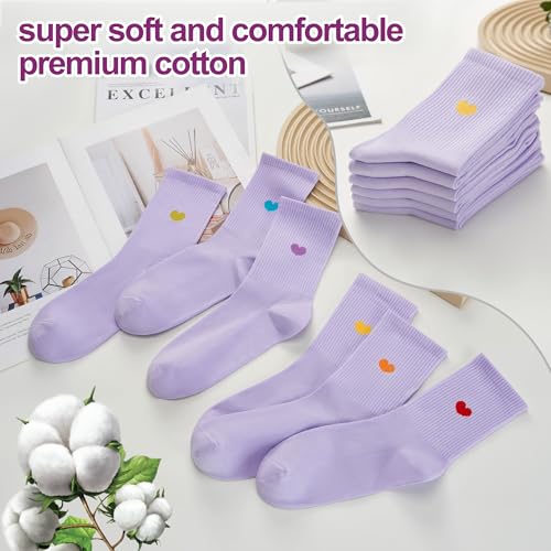 Image of inhees Women's Cotton Crew Socks - 6Pairs Above Ankle Fun Cute Heart Bootie Dress Socks - Gifts for Mother /Her