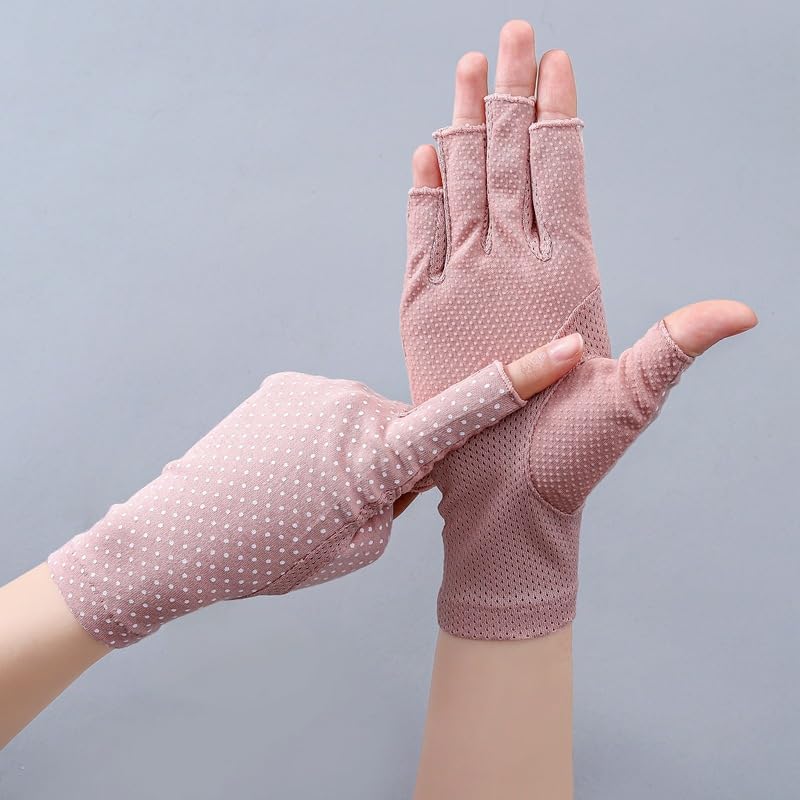 Women Sunblock-Fingerless Gloves UV-Sun-Protection Driving Non-Slip Gloves image 5