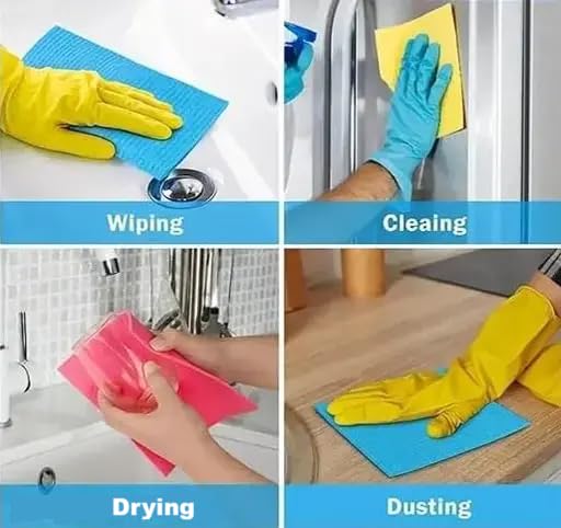 PILLTOX Swedish Dishcloths for Kitchen Reusable Cleaning Cloth 5 Pack Highly Absorbent Sponge Dish Cloth for Dishes Counters Kitchen Wipes Multipurpose Cleaning Cloth 1
