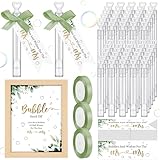 Gemscream 405 Pcs Wedding Bubbles Wands Set Include Heart Bubble Wands Bubbles Send Off Cards Gift Tags Wood Photo Frame Ribbons for Wedding Send Off Party Favors(Sage Green)