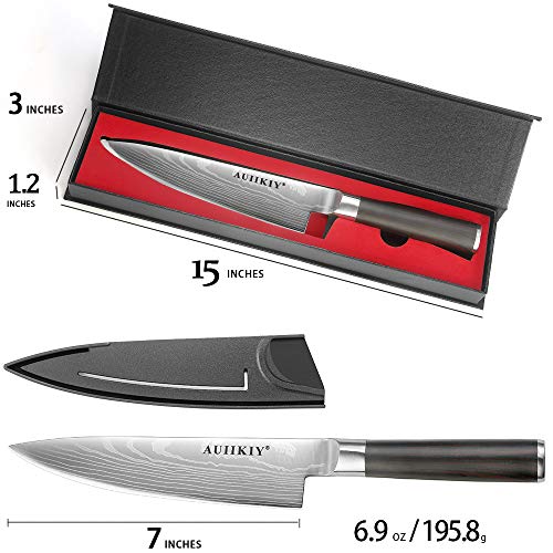 Professional Chef Knife 7 Inch, Japanese Kitchen Knife Made of German High Carbon Stainless Steel with Ergonomic Handle