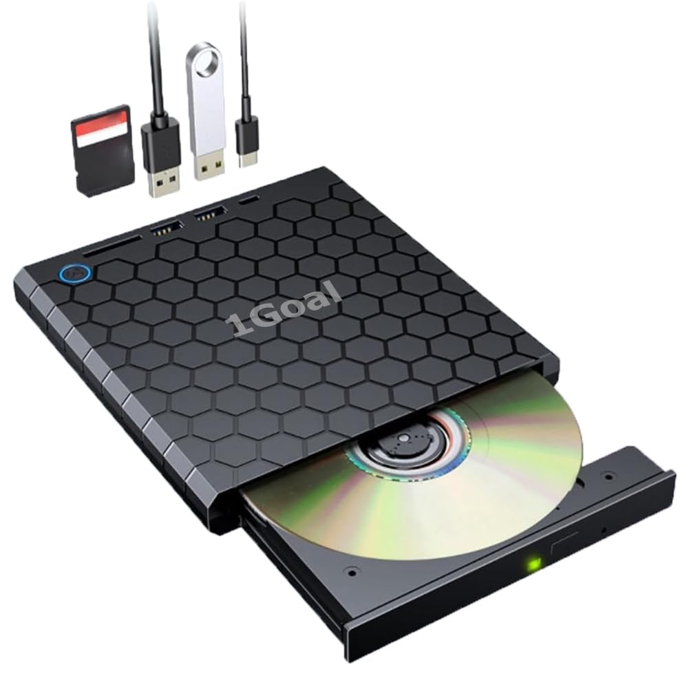 External CD/DVD Drive, DVD Player for Laptop, 8 in 1 USB 3.0 Ultra-Slim Portable, CD Burner External Disk Drive Optical Compatible with Laptop Desktop Mac,Windows 11/10/8/7 Linux