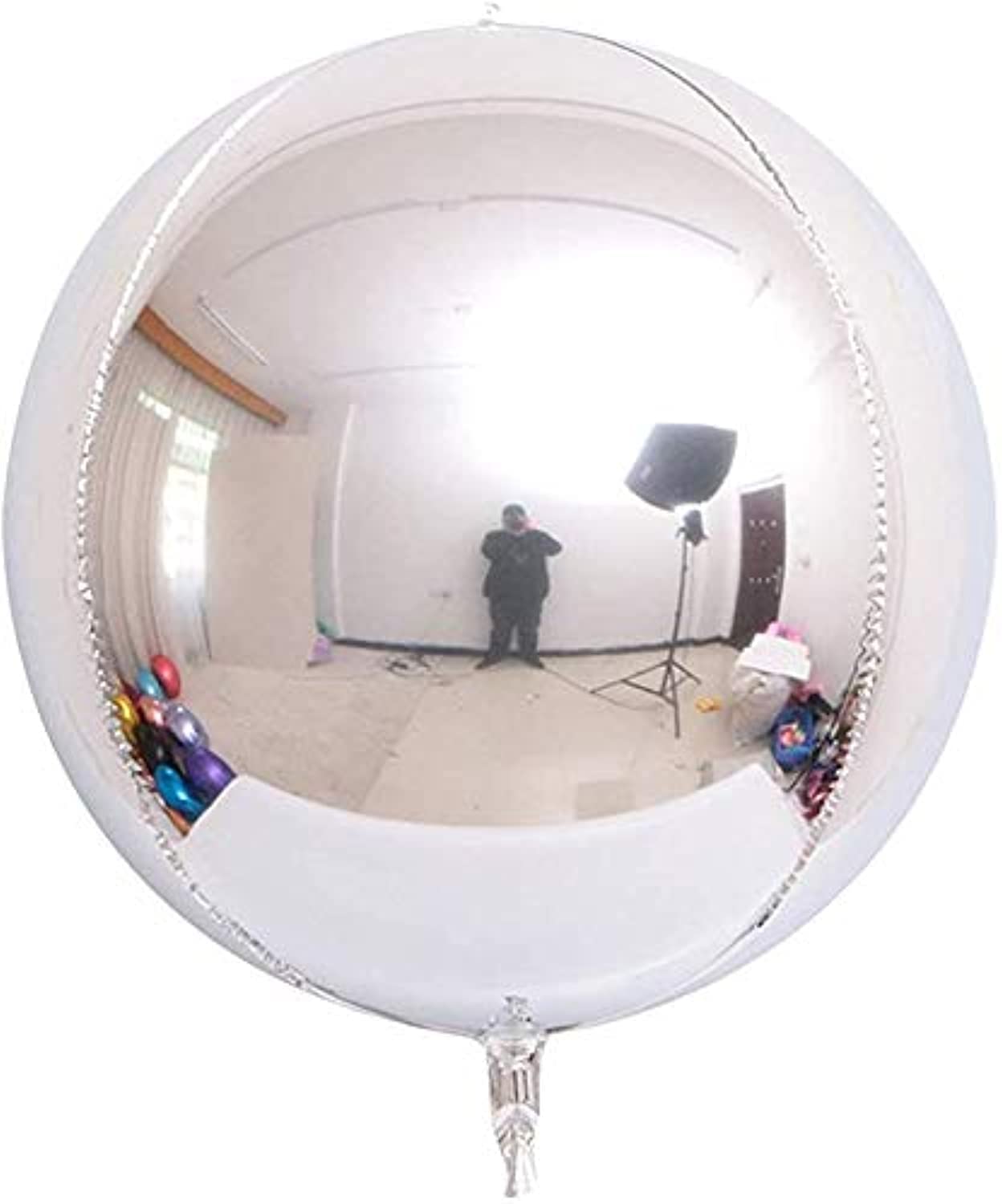 PARTY TIME - 22 Inches 4D Orb Foil Balloons Round Sphere Shaped Balls with FREE Tassel for Baby Shower Wedding Birthday Party Decorations (Silver)
