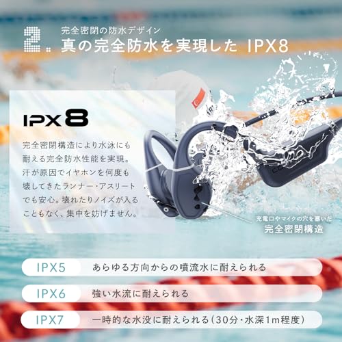 COMPBEAT ATHLETE 骨伝導イヤホン 骨伝導と気導音の二刀流 最強防水 ワイヤレス Bluetooth6.0 MP3プレーヤー スポーツ ランニング ウオーキング 水泳 自転車 マイクなし 商品画像4
