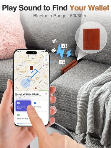 Wallet for Men, Works with Apple Find My, Wallet Tracker, Trifold Leather Card Wallet, Minimalist Front Pocket Wallet for Men, RFID Blocking, Multi Card Slots, Credit Card Holder, Brown3