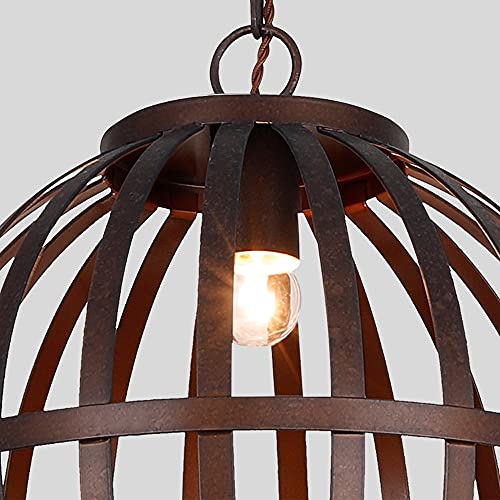 Suspension industrielle en métal de haute qualité style rétro cage noire E27 - 6