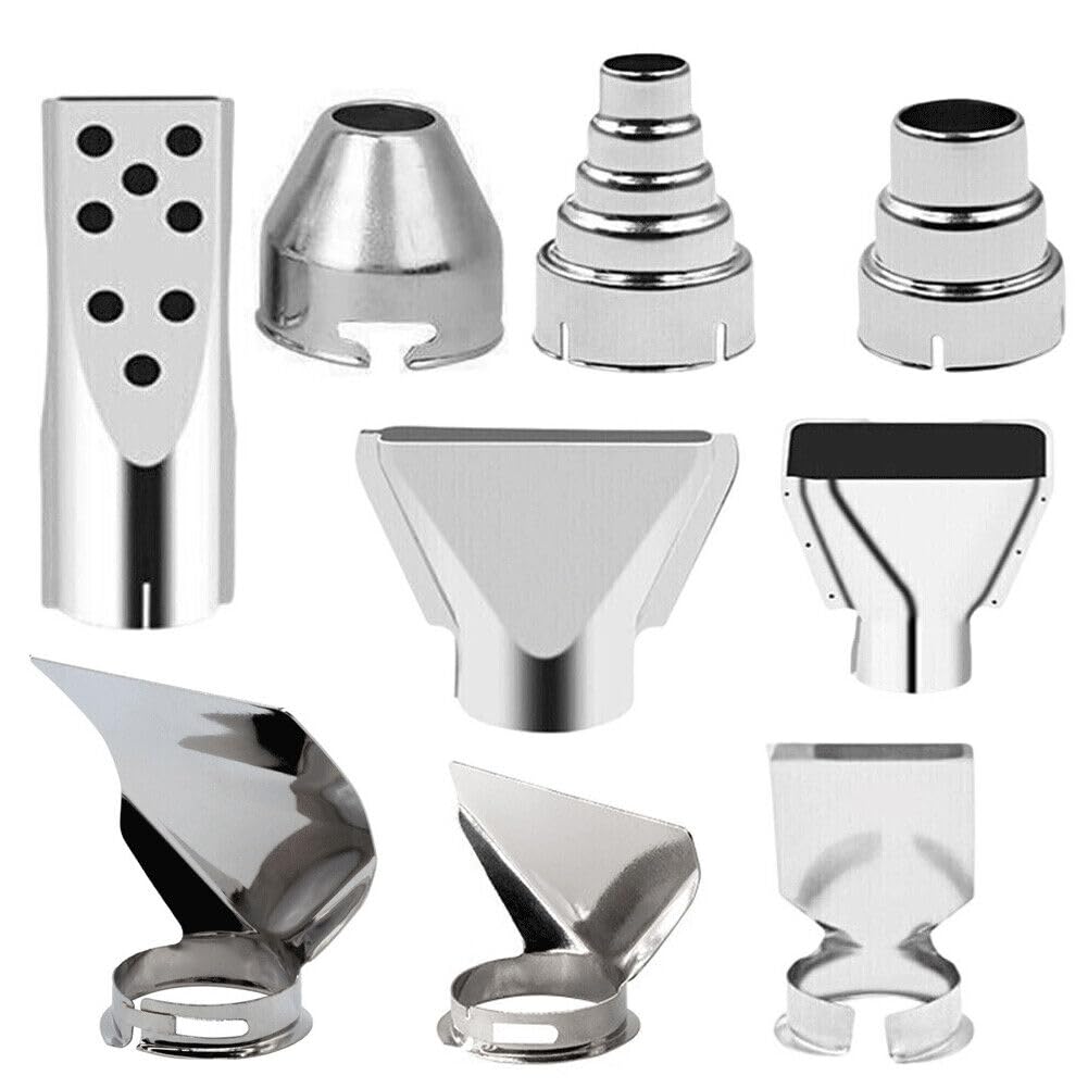 9 Piece Hot Air Blower Hot Air Gun Hot Air Blower Nozzle Made of Stainless Steel