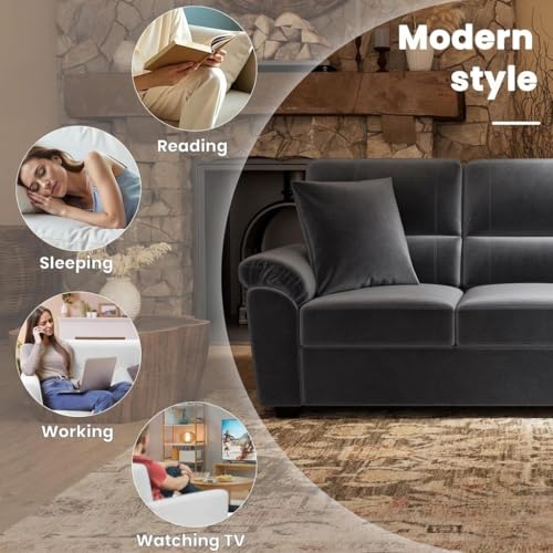 Image of Anderson Sofa Set for Living Room | Sectional Sofas | Premium Fabric Sofa for Home Office | Fabric Sofa Set | Fabric Sofa (Dark Grey Fabric, 3 Seater)