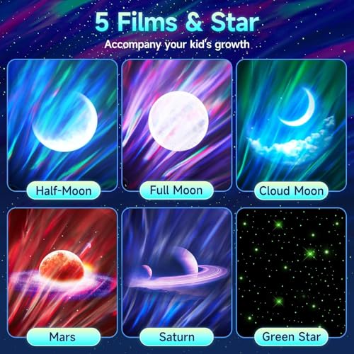 Galaxy Projector Northern Lights Projector,180 Lighting 5 Moons Star Projector Galaxy Light,15 White Noise & Bluetooth Aurora Light Projector,Remote Star Lights for Ceiling Projector for Kids Gifts